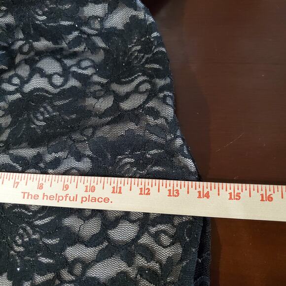 Vtg My Michelle Lace Sparkle Sheer Overlay Open Back Bodycon Dress 3 Y2K Black - Picture 13 of 14